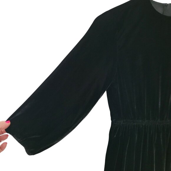 Womens Black Velvet Tiered Midi Dress Size 14 Goth Witchy Whimsigoth - Picture 4 of 7